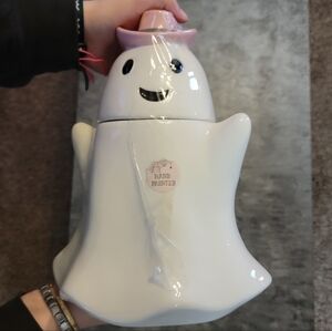 Cobwebs And Cauldrons Halloween Haunted Cowgirl Ghost Cookie Jar